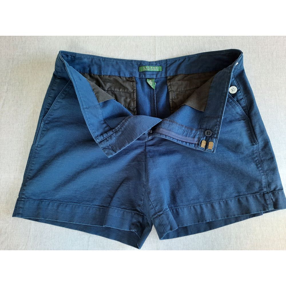 Lauren Ralph Lauren Women's 12 Side Buttons Zip-Up Navy Blue Chino Short